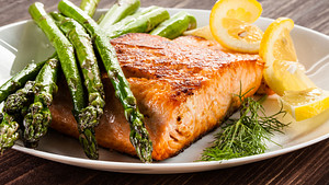 Plate of salmon and asparagus
